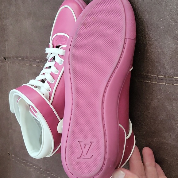 Louis Vuitton Fuchsia Leather Acapulco Sneakers Sz37 - Picture 2 of 6
